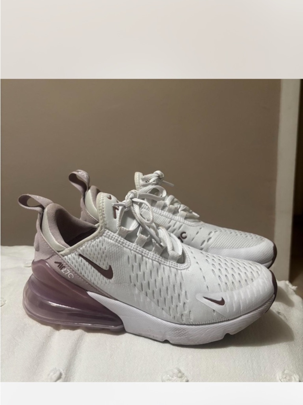 Nike White Sneakers with Mauve Interior